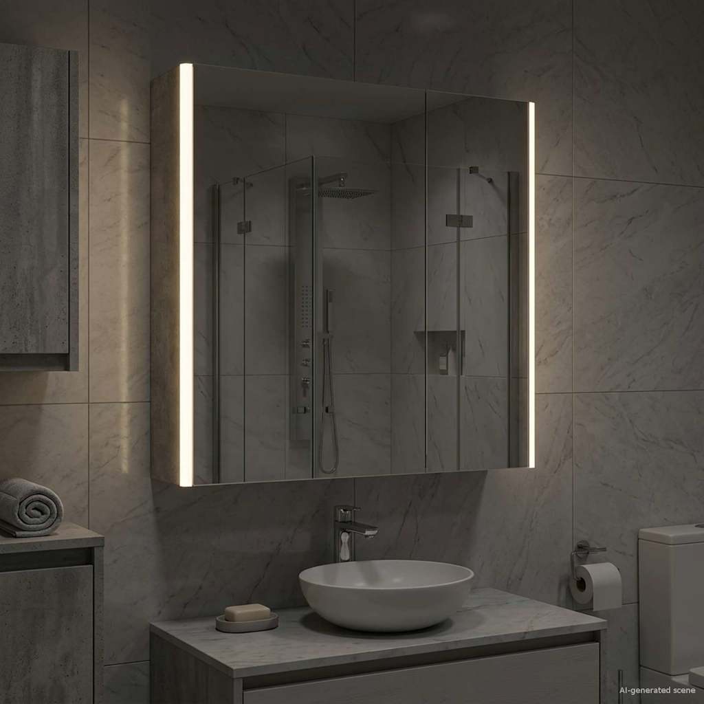 Bathroom Mirror Cabinet Concrete Grey 63.5 x 15.5 x 70 cm