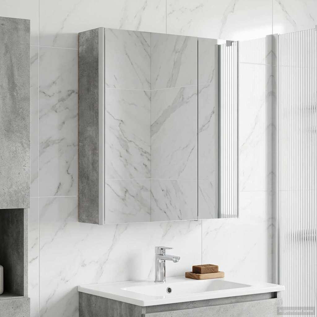 Bathroom Mirror Cabinet Concrete Grey 63.5 x 15.5 x 70 cm