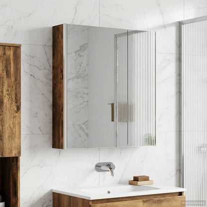 Bathroom Mirror Cabinet Smoked Oak 63.5 x 15.5 x 70 cm