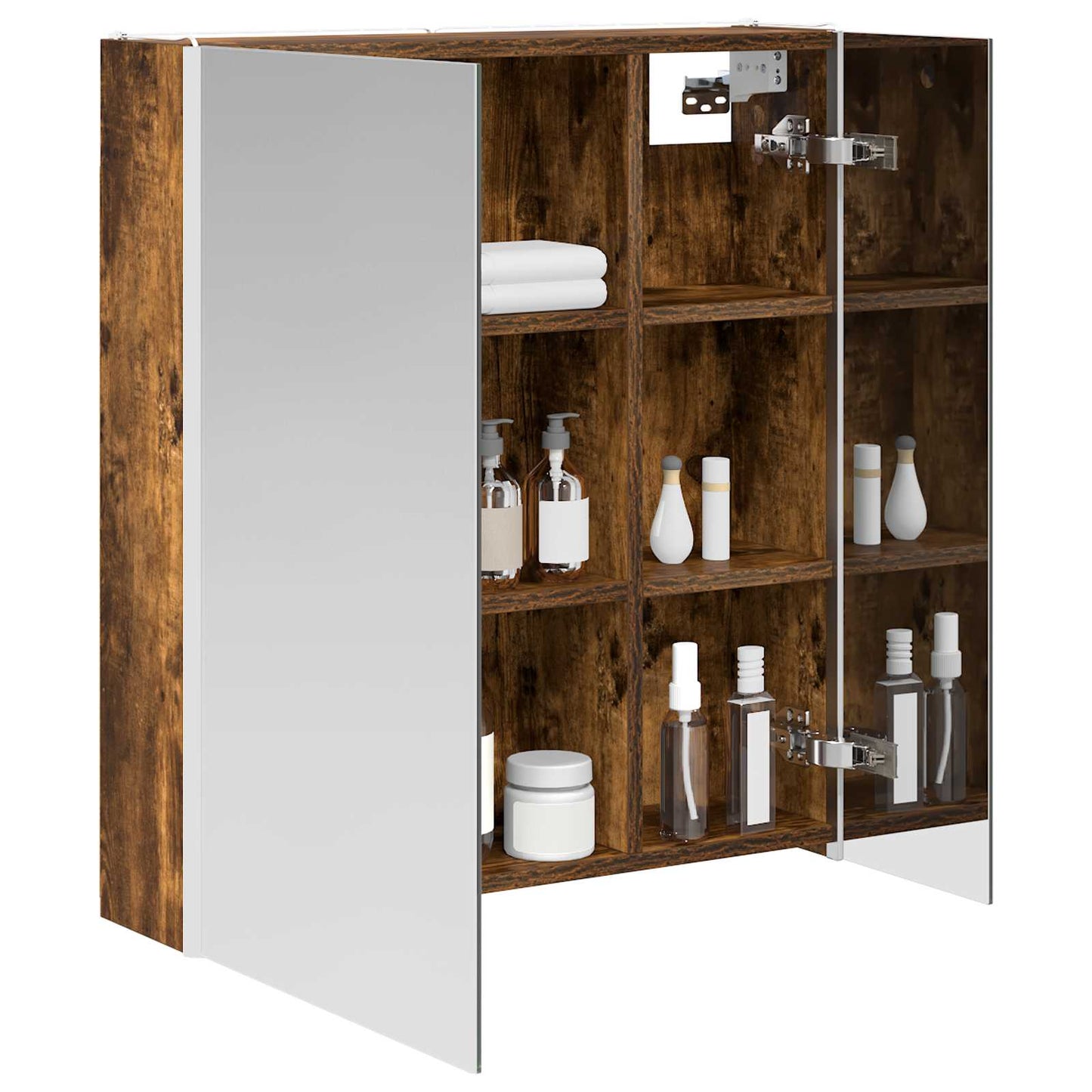 Bathroom Mirror Cabinet Smoked Oak 63.5 x 15.5 x 70 cm
