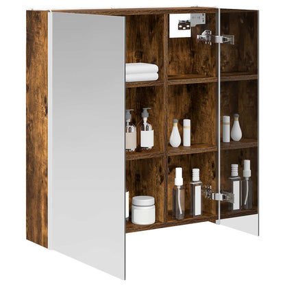 Bathroom Mirror Cabinet Smoked Oak 63.5 x 15.5 x 70 cm