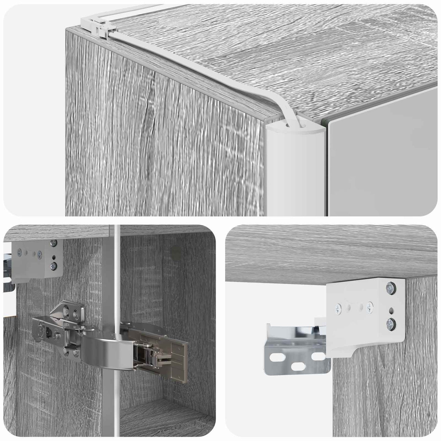 Bathroom Mirror Cabinet Grey Sonoma 63.5 x 15.5 x 70 cm