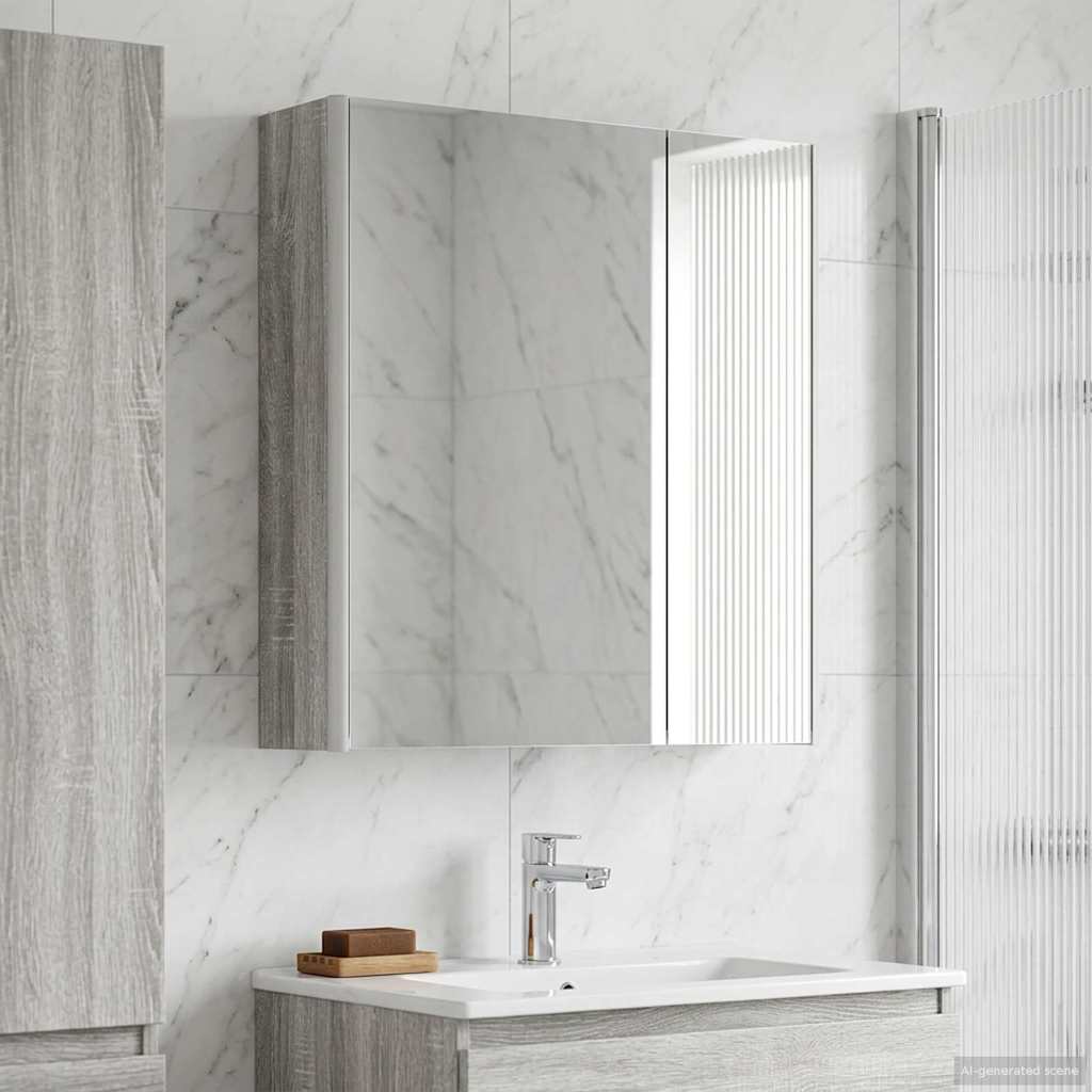 Bathroom Mirror Cabinet Grey Sonoma 63.5 x 15.5 x 70 cm