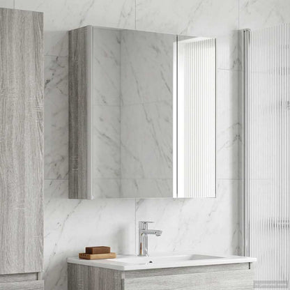 Bathroom Mirror Cabinet Grey Sonoma 63.5 x 15.5 x 70 cm