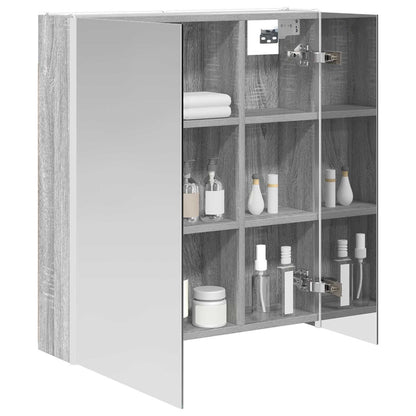 Bathroom Mirror Cabinet Grey Sonoma 63.5 x 15.5 x 70 cm