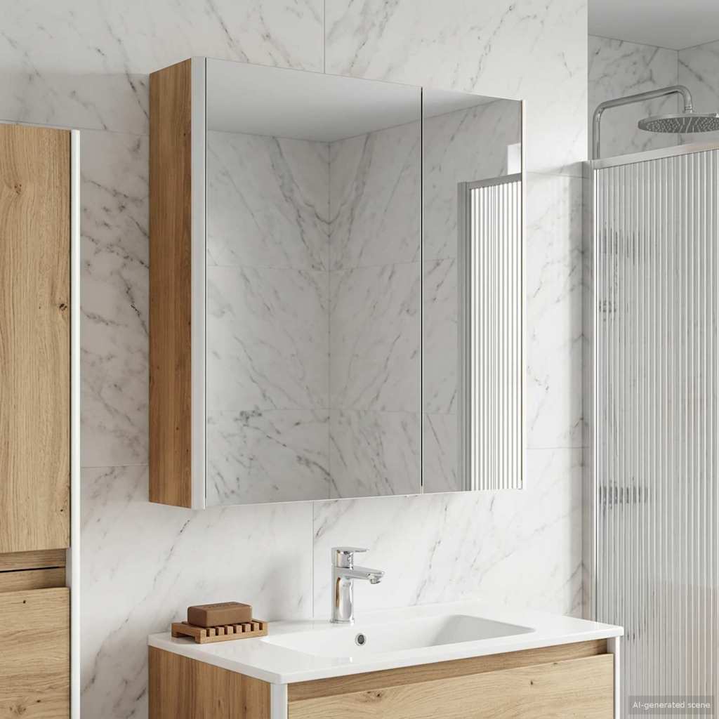 Bathroom Mirror Cabinet Artisian Oak 63.5 x 15.5 x 70 cm
