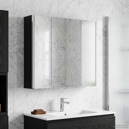 Bathroom Mirror Cabinet Black Oak 63.5 x 15.5 x 60.5 cm