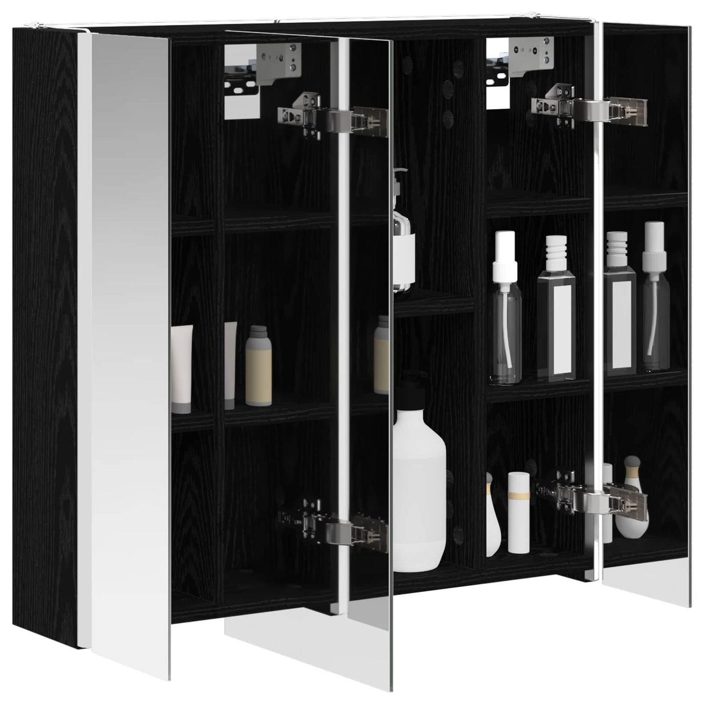 Bathroom Mirror Cabinet Black Oak 63.5 x 15.5 x 60.5 cm