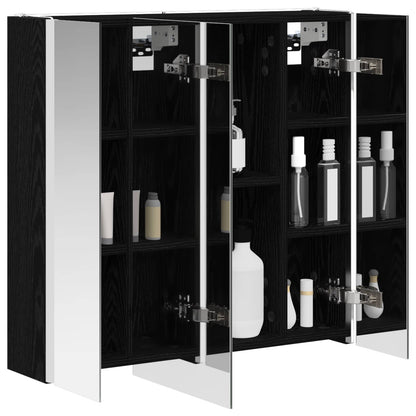 Bathroom Mirror Cabinet Black Oak 63.5 x 15.5 x 60.5 cm