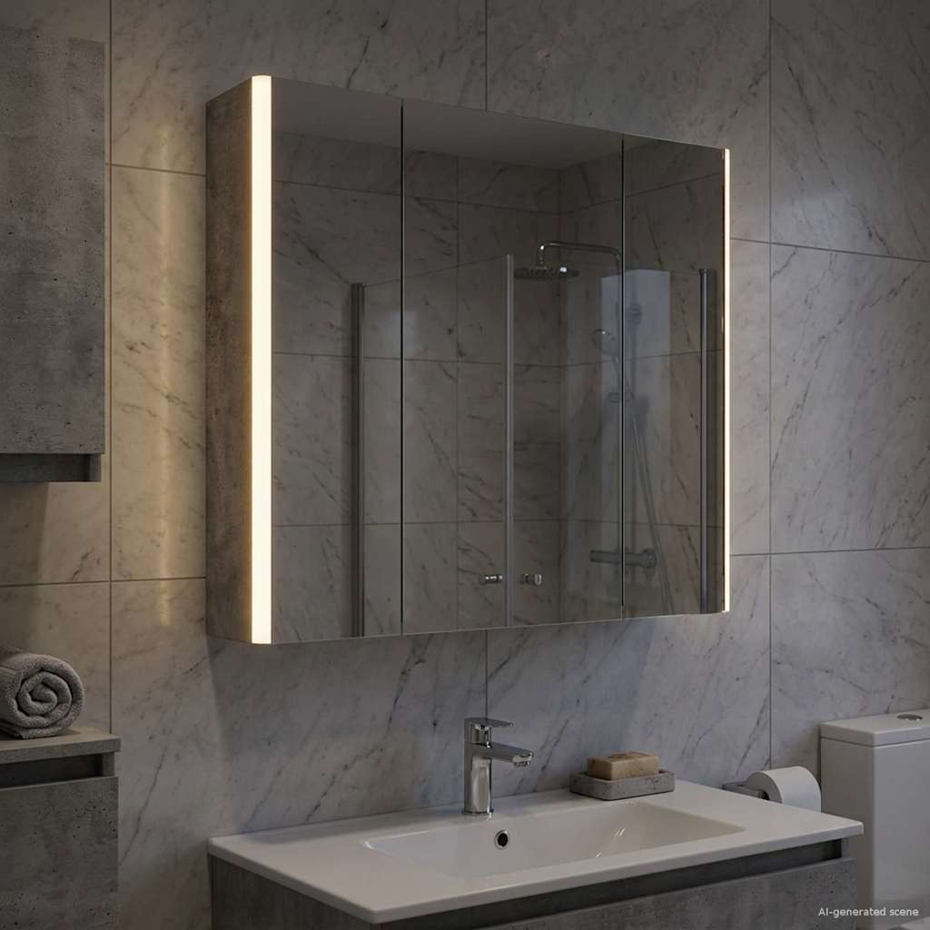Bathroom Mirror Cabinet Concrete Grey 63.5 x 15.5 x 60.5 cm