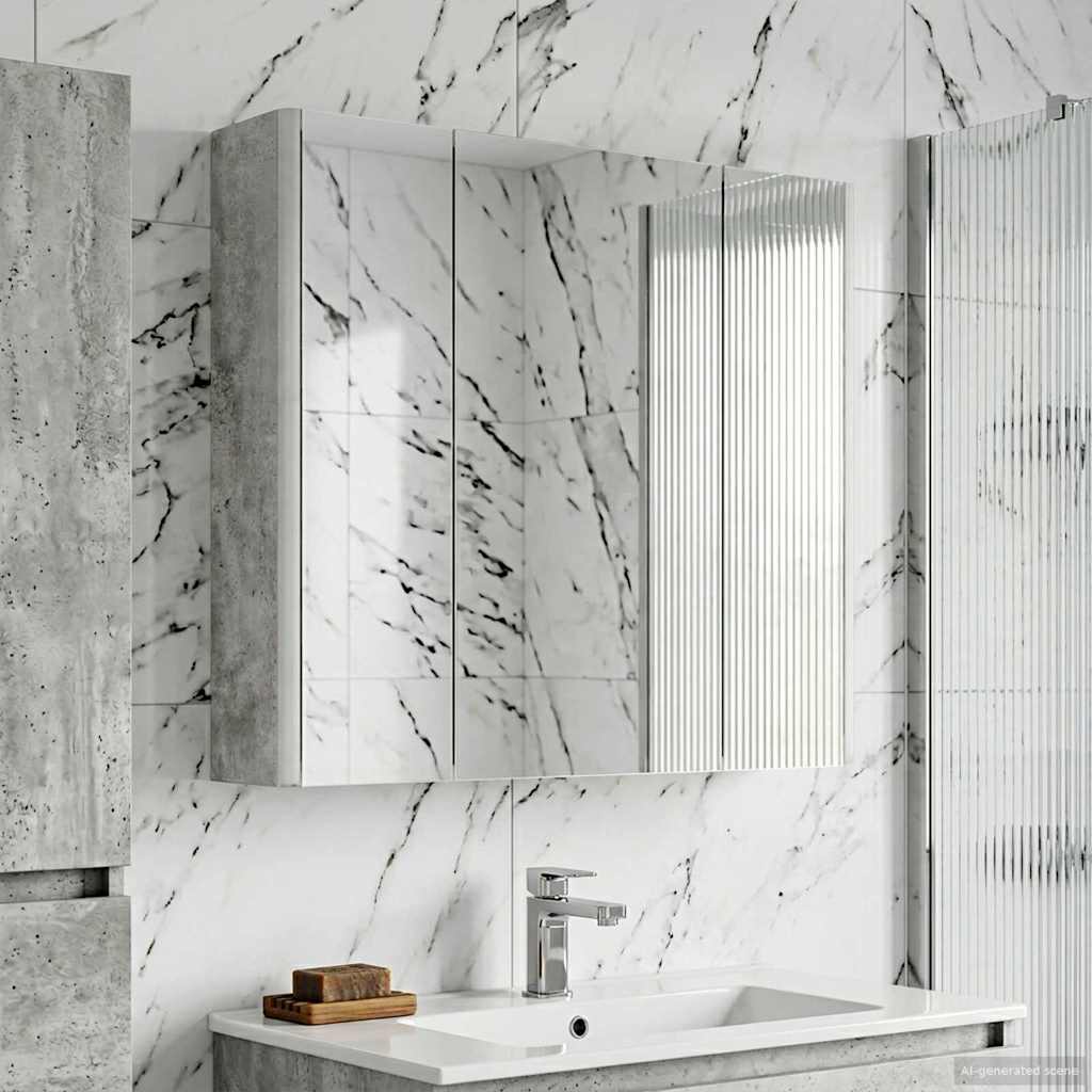 Bathroom Mirror Cabinet Concrete Grey 63.5 x 15.5 x 60.5 cm