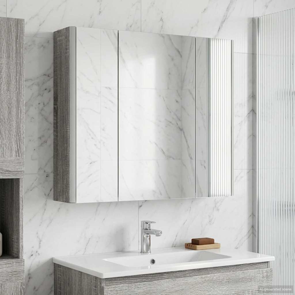 Bathroom Mirror Cabinet Grey Sonoma 63.5 x 15.5 x 60.5 cm