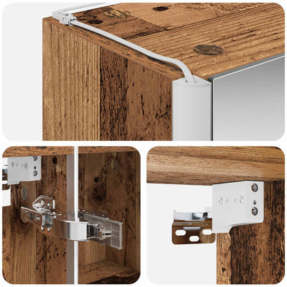 Bathroom Mirror Cabinet Old Wood 63.5 x 15.5 x 60.5 cm