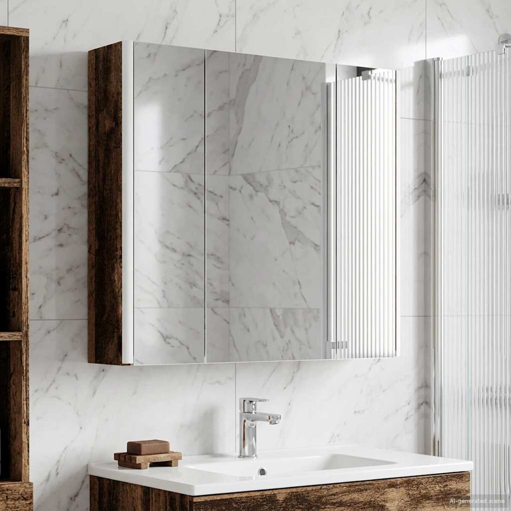 Bathroom Mirror Cabinet Old Wood 63.5 x 15.5 x 60.5 cm
