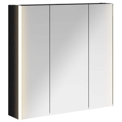 Bathroom Mirror Cabinet Black Oak 73.5 x 15.5 x 70 cm