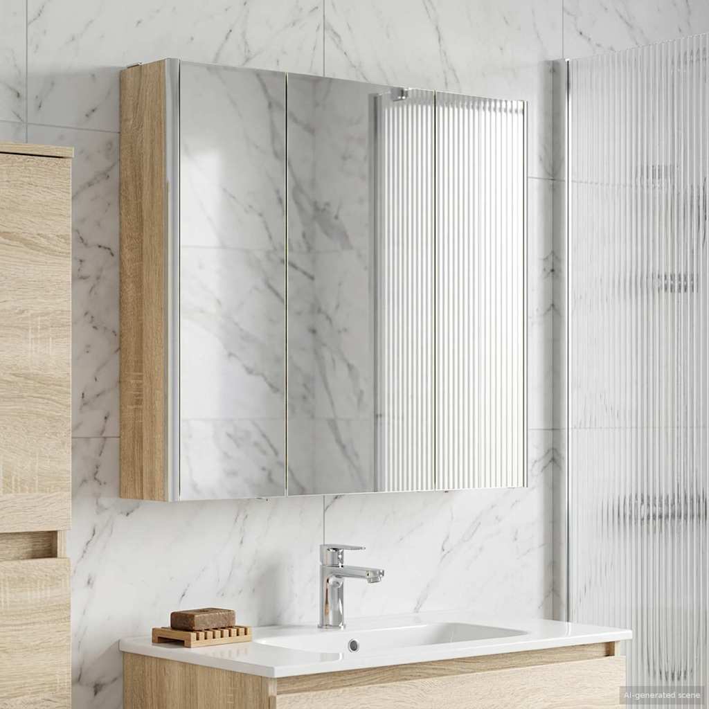 Bathroom Mirror Cabinet Sonoma Oak 73.5 x 15.5 x 70 cm