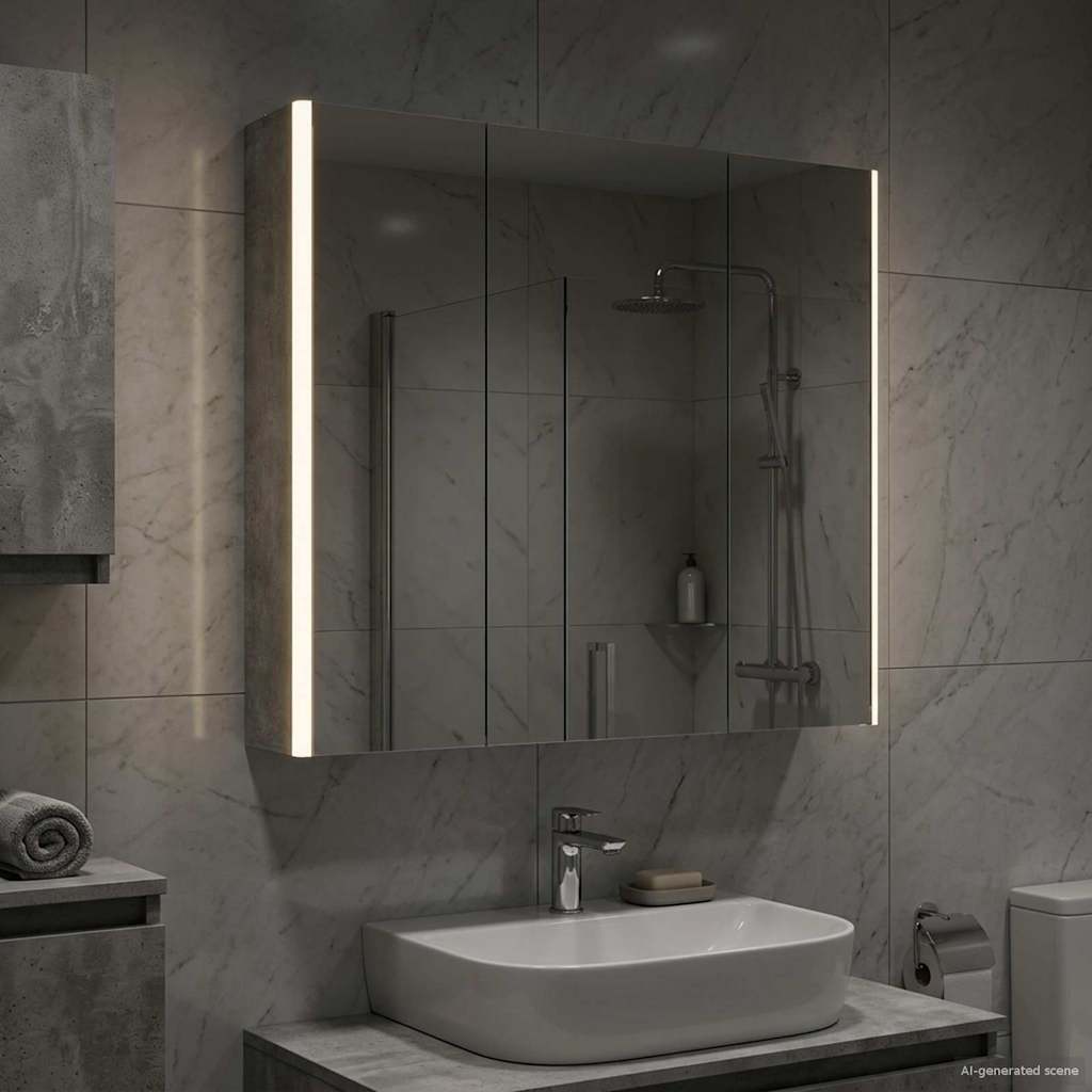Bathroom Mirror Cabinet Concrete Grey 73.5 x 15.5 x 70 cm