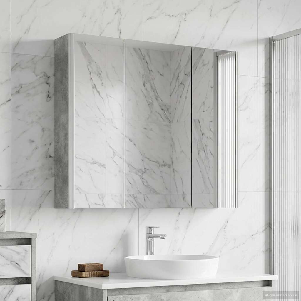 Bathroom Mirror Cabinet Concrete Grey 73.5 x 15.5 x 70 cm