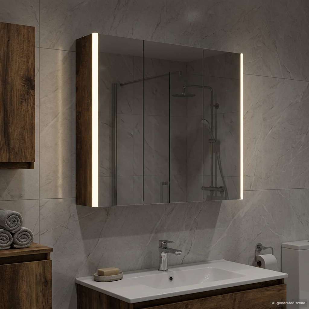 Bathroom Mirror Cabinet Smoked Oak 73.5 x 15.5 x 70 cm