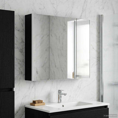 Bathroom Mirror Cabinet Black Oak 83.5 x 15.5 x 70 cm