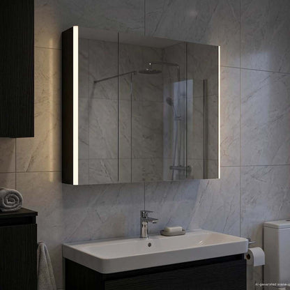 Bathroom Mirror Cabinet Black Oak 83.5 x 15.5 x 70 cm