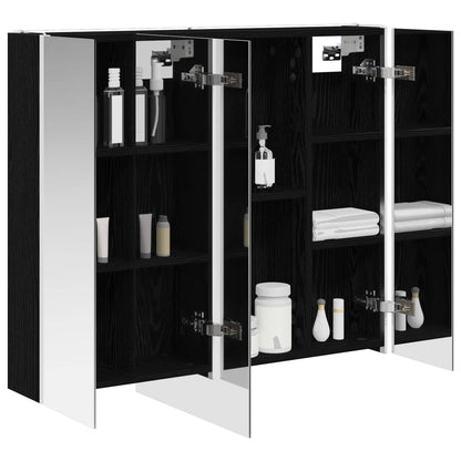 Bathroom Mirror Cabinet Black Oak 83.5 x 15.5 x 70 cm