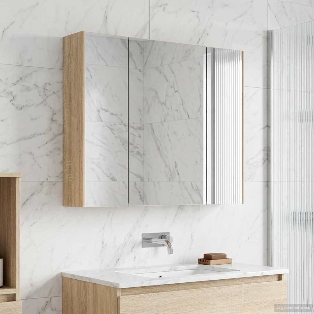 Bathroom Mirror Cabinet Sonoma Oak 83.5 x 15.5 x 70 cm