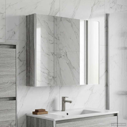Bathroom Mirror Cabinet Grey Sonoma 83.5 x 15.5 x 70 cm