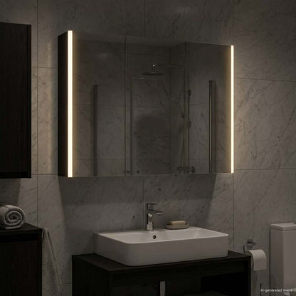 Bathroom Mirror Cabinet Black Oak 103.5 x 15.5 x 70 cm