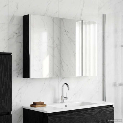 Bathroom Mirror Cabinet Black Oak 103.5 x 15.5 x 70 cm