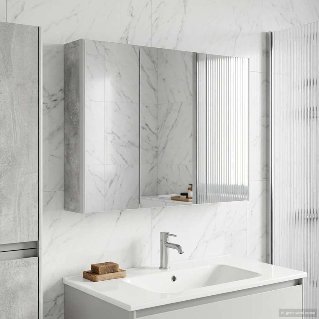 Bathroom Mirror Cabinet Concrete Grey 103.5 x 15.5 x 70 cm