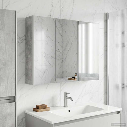 Bathroom Mirror Cabinet Concrete Grey 103.5 x 15.5 x 70 cm