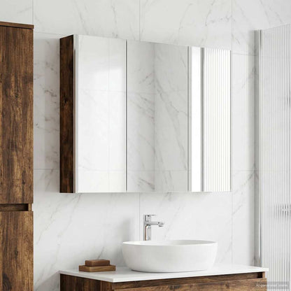 Bathroom Mirror Cabinet Smoked Oak 103.5 x 15.5 x 70 cm