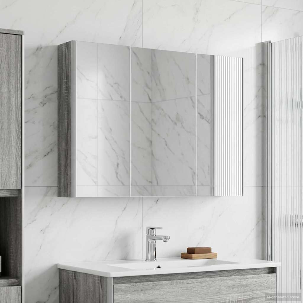 Bathroom Mirror Cabinet Grey Sonoma 103.5 x 15.5 x 70 cm