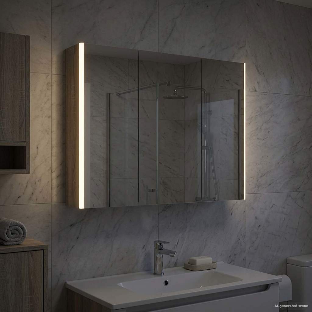 Bathroom Mirror Cabinet Grey Sonoma 103.5 x 15.5 x 70 cm