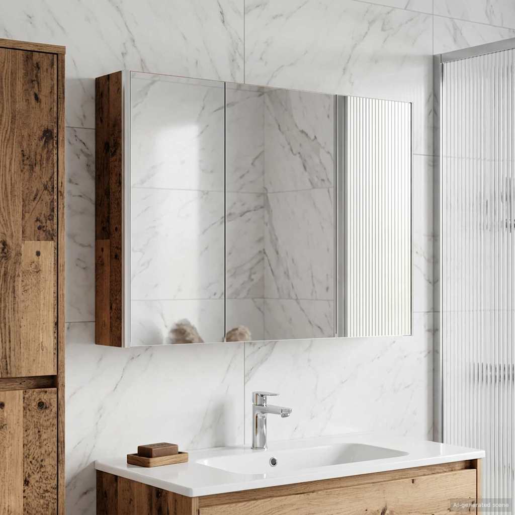 Bathroom Mirror Cabinet Old Wood 103.5 x 15.5 x 70 cm