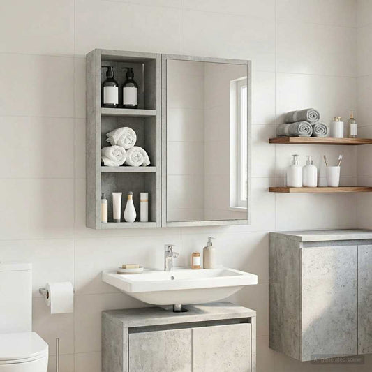 Bathroom Wall Cabinet Concrete Grey 20 x 10 x 50 cm