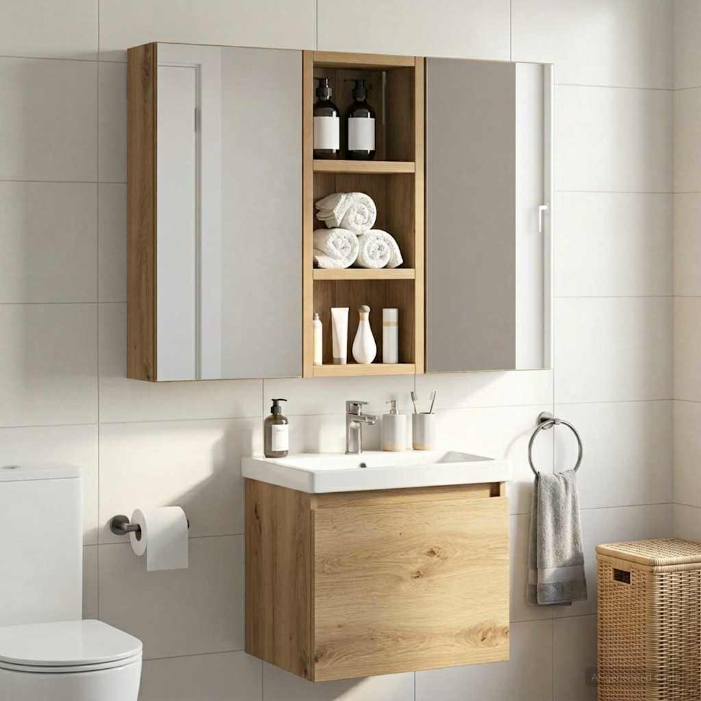 Bathroom Wall Cabinet Artisian Oak 20 x 10 x 50 cm