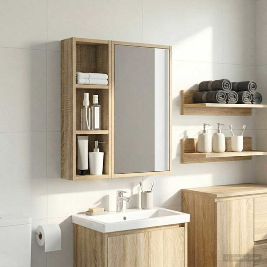 Bathroom Wall Cabinet Sonoma Oak 20 x 10 x 60.5 cm