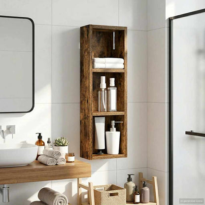 Bathroom Wall Cabinet with Shelf Smoked Oak 20 x 10 x 60.5 cm