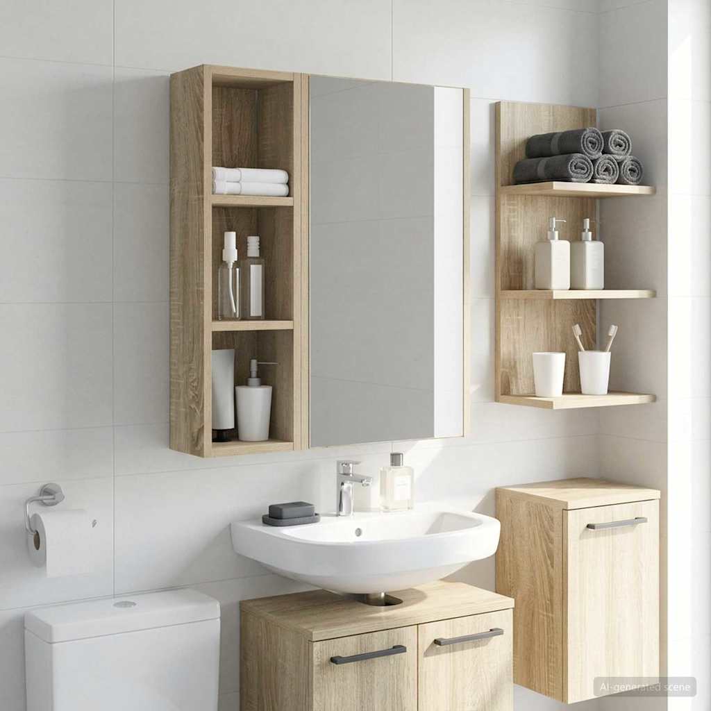 Bathroom Wall Cabinet with Shelf Sonoma Oak 20 x 14 x 70 cm