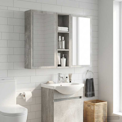 Bathroom Wall Cabinet with Shelf Concrete Grey 20 x 14 x 70 cm