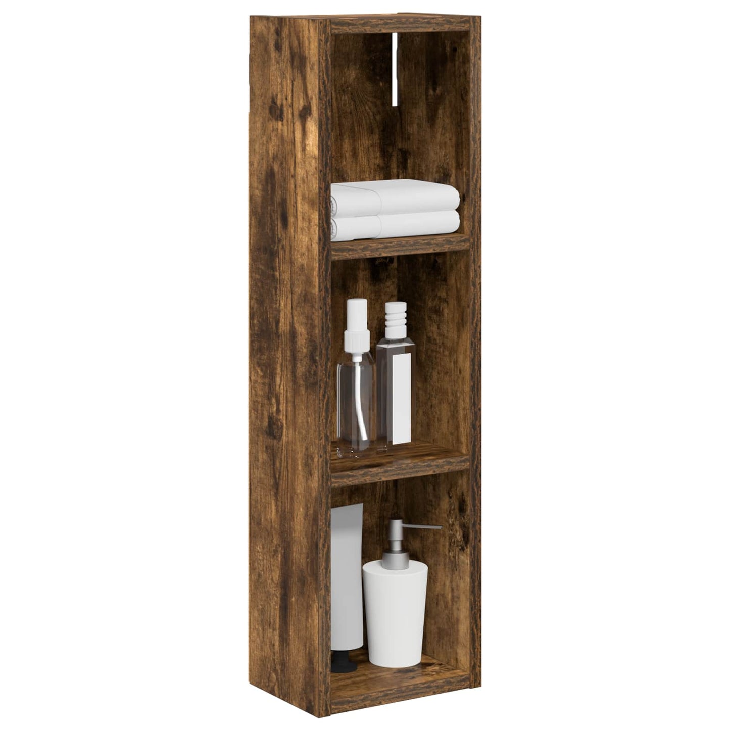 Bathroom Wall Cabinet with Shelf Smoked Oak 20 x 14 x 70 cm