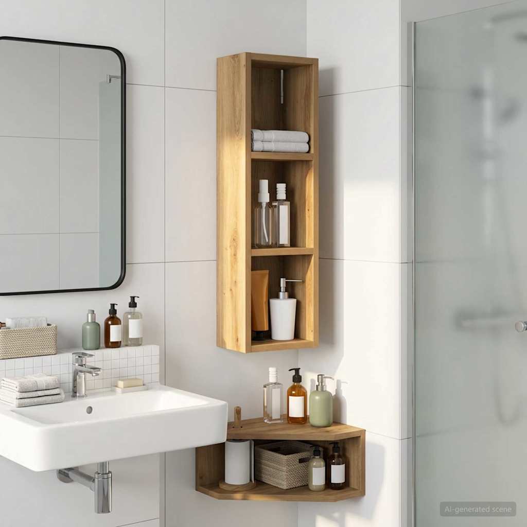 Bathroom Wall Cabinet Artisian Oak 20 x 14 x 70 cm
