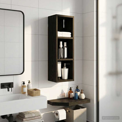 Bathroom Wall Cabinet Black Oak 20 x 16 x 62.5 cm