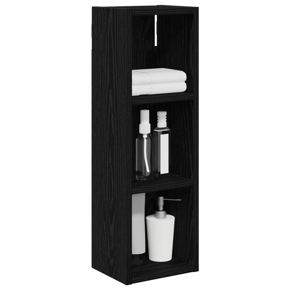 Bathroom Wall Cabinet Black Oak 20 x 16 x 62.5 cm