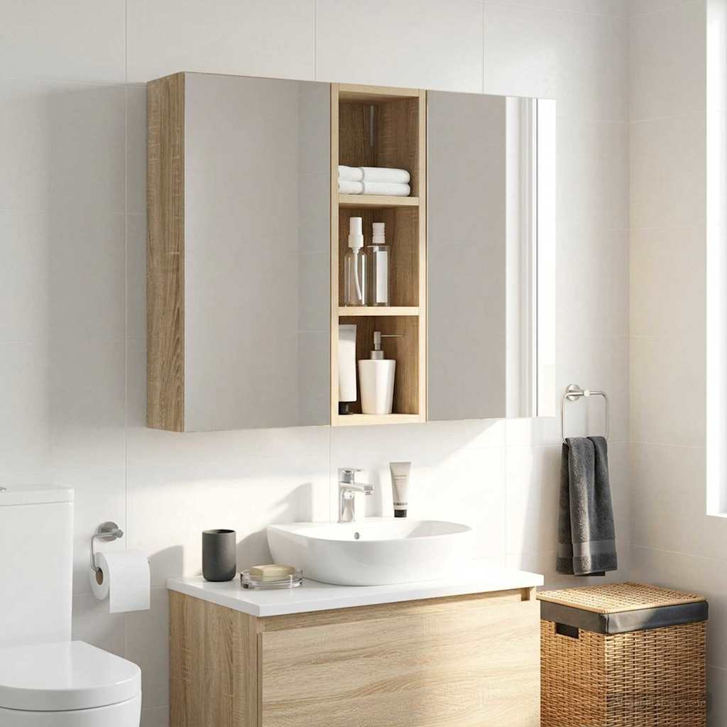 Bathroom Wall Cabinet Sonoma Oak 20 x 16 x 62.5 cm