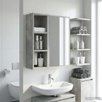 Bathroom Wall Cabinet Concrete Grey 20 x 16 x 62.5 cm
