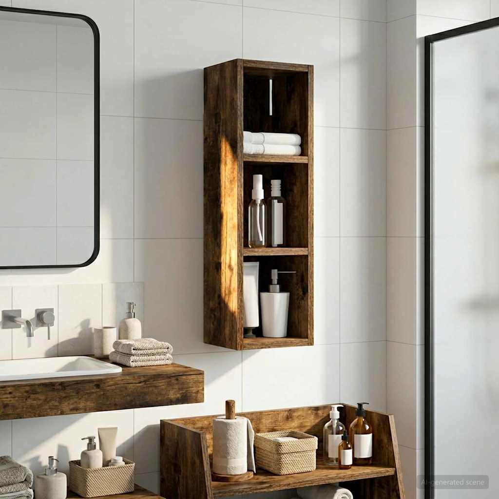 Bathroom Wall Cabinet Smoked Oak 20 x 16 x 62.5 cm