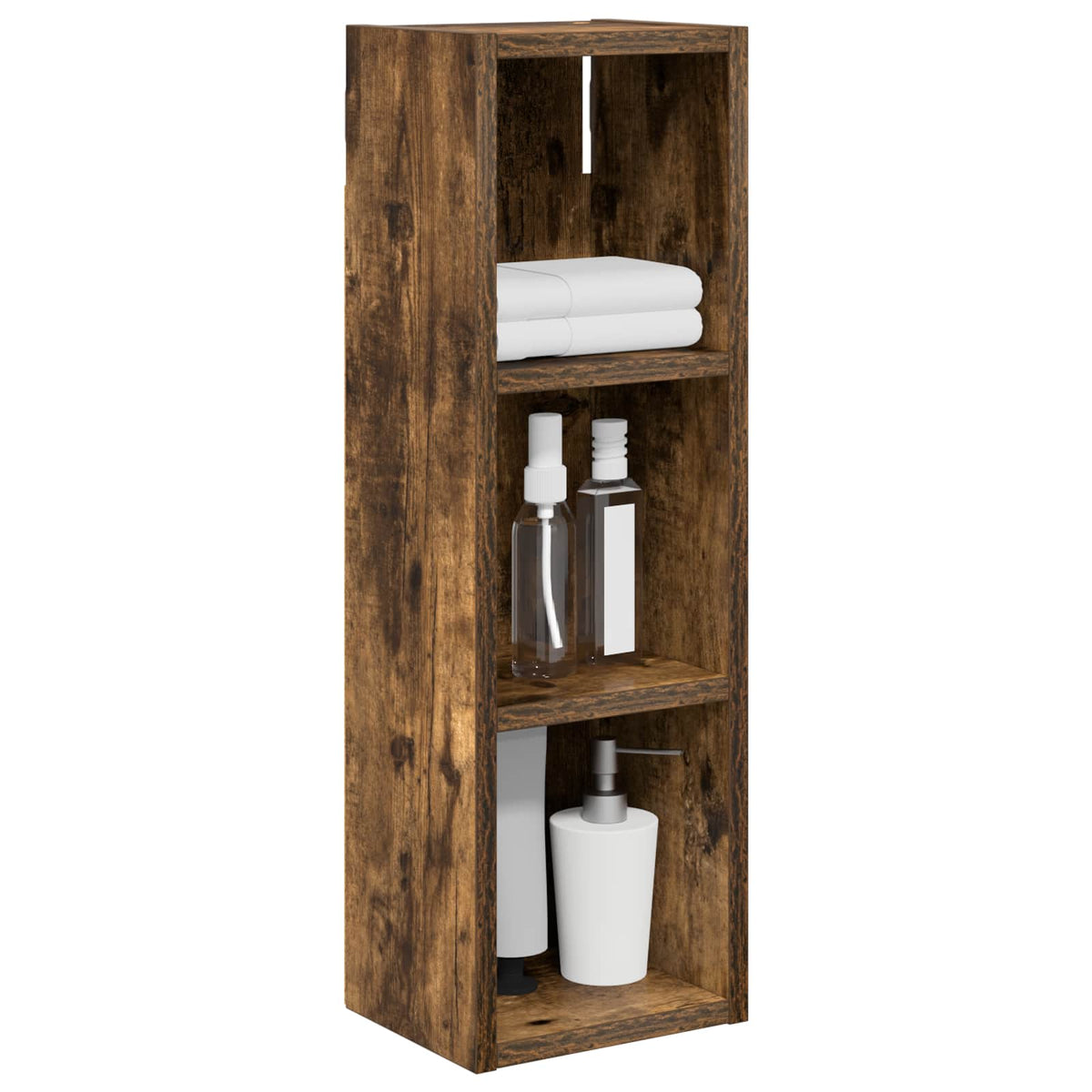 Bathroom Wall Cabinet Smoked Oak 20 x 16 x 62.5 cm